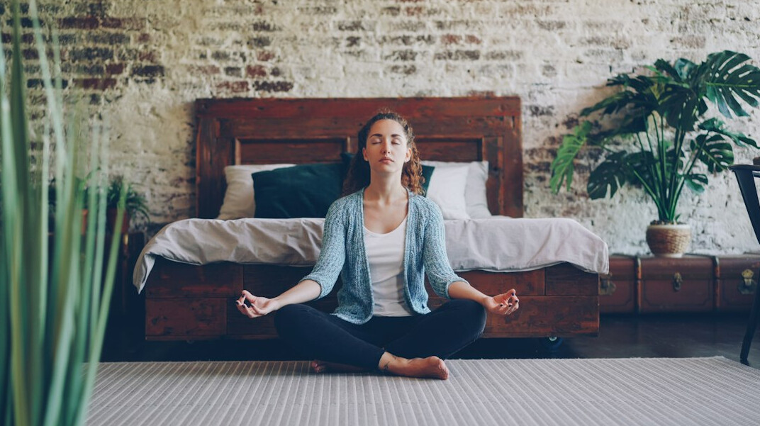 woman practicing deep breathing